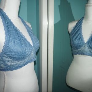 Victoria Secret XL Bralette Blue Lace Halter